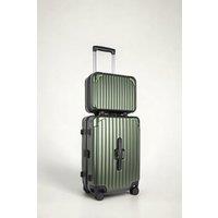 JLY 2 Piece Suitcase Set: Vanity Case & Cabin with Cupholder, TSA Lock in Dark Green