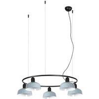 Netlighting Tatawin Small Pendant Ceiling Light Black Gloss Grayish Blue 5x E27