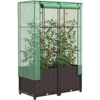 Berkfield Home Raised Bed with Greenhouse Cover Rattan Look 80x40x138 cm in Brown | Size: 80 x 40 x 138 cm