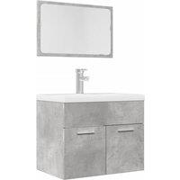 Berkfield Home 2 Piece Bathroom Furniture Set Concrete Grey Engineered Wood
