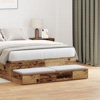 Berkfield Home Bed Drawers Old Wood 120x36, 5x16, 5 cm Engineered Wood in Brown