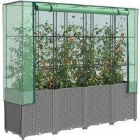 Berkfield Home Raised Bed with Greenhouse Cover Rattan Look 160x40x153 cm in Black | Size: 160 x 40 x 153 cm