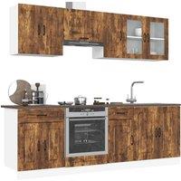 Berkfield Home 8 Piece Kitchen Cabinet Set Kalmar Smoked Oak Engineered Wood in Brown