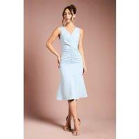 Coast Women's Petite Ruched Vee Dress in Light Blue | Size: 6