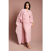 Coast Women's Petite Ruffle Chiffon Cape Crepe Maxi Dress in Blush | Size: 12