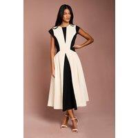 Coast Women's Petite Crepe colour Block Midi Dress in Mono | Size: 10