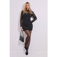 Dorothy Perkins Women's DP Luxe Gathered Detail Lace Pencil Dress in Black | Size: 12