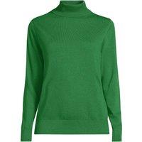 Lands' End Women's Fine Gauge Cotton Roll Neck Jumper in Bottle Green | Size: 14-16