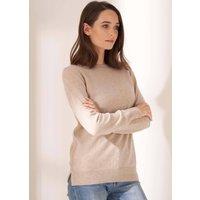 Truly Women's Oatmeal Cashmere Crew Neck Jumper in Beige | Size: Small