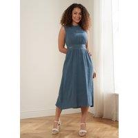Truly Women's Cotton Cheesecloth Midi Dress in Blue | Size: Medium