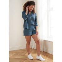 Truly Women's Cotton Cheesecloth Shirt & Short Set in Blue | Size: Small