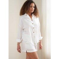 Truly Women's Cotton Cheesecloth Shirt & Short Set in White | Size: Large