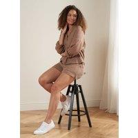 Truly Women's Cotton Cheesecloth Shirt & Short Set in Camel | Size: Medium