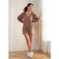 Truly Women's Cotton Cheesecloth Playsuit in Camel | Size: Small