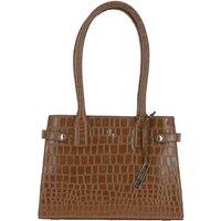 Ashwood Leather Women's Two Section Croc Print Real Leather Tote Bag in Tan