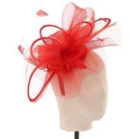 PEACH ACCESSORIES Women's Plain Delicate Mesh Loops & Feather Accents Fascinator in Red