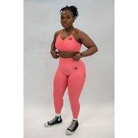 Animus Women's Scrunched Bra Set in Coral | Size: Large