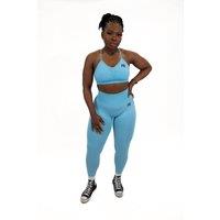 Animus Women's Scrunched Bra Set in Baby Blue | Size: Medium