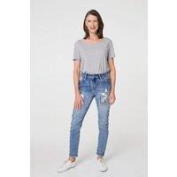 Izabel London Women's Star Patchwork Detail Skinny Jeans in Blue | Size: 8