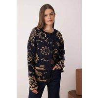 WOVCOR Women's Patterned Button Front Round-Neck Knit Cardigan | Size: Medium