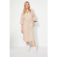 WOVCOR Women's Women's Textured Knit Belted Dressing Gown in Stone | Size: Large