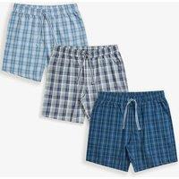 Threadbare Men's 3-Pack Check Cotton Lounge Shorts in Blue | Size: Medium