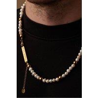 Outrage London Men's 18K Gold Personalised Beaded Pearl Necklace | Size: 24 inches