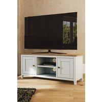 FWStyle Men's 2 Door Solid Oak Ready Assembled TV Unit Cream Linen