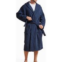CHRISTY Men's 'Brixton' 100% Cotton Textured Hooded Bath Robe in Midnight | Size: Small