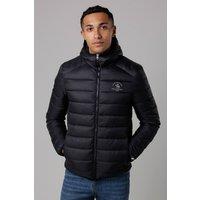 Santa Barbara Polo & Racquet Club Men's Lightweight Zip Through Hooded Padded Jacket with Zipped Pockets in Black | Size: Medium