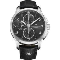 Maurice Lacroix Men's 'Pontos' Black Dial Leather Strap Automatic Watch