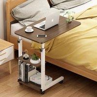 Living and Home 3-tier Height Adjustable Mobile Table Overbed Desk with Wheels in Brown