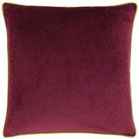 Furn Meridian Velvet Piped Cushion in Maroon | Size: 55 cm x 55 cm