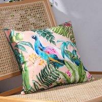Evans Lichfield Peacock Animal Water & UV Resistant Outdoor Cushion in Light Pink
