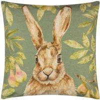 Evans Lichfield Grove Hare Water & UV Resistant Outdoor Cushion in Olive | Size: 43 cm x 43 cm