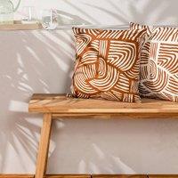 Furn Dunes Abstract Water & UV Resistant Reversible Outdoor Cushion in Burnt Orange | Size: 43 cm x 43 cm