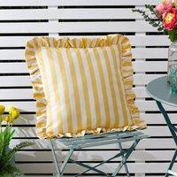 Furn Lottie Striped Ruffle Outdoor Cushion in Bright Yellow | Size: 45 cm x 45 cm