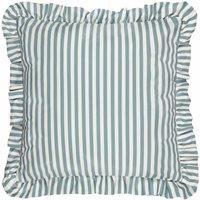 Wylder Millie Ruffle Striped Outdoor Cushion in Duck Egg Blue | Size: 50 cm x 50 cm