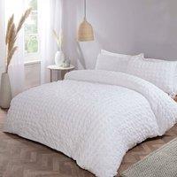 Rapport Home Seersucker Polycotton Luxury Duvet Cover Set with Pillowcase in White | Size: Single