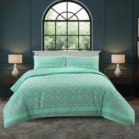 Snug City Elegant Floral Duvet Set Modern Flower Pattern Bedding for Home Decor in Mint | Size: King