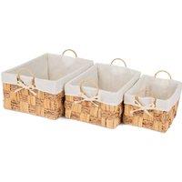 LIVIVO 3PC Seagrass & Water Hyacinth Weave Storage Baskets in Natural