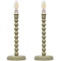First Choice Lighting Set of 2 Bobbin - Sage Green Table Lamp Bases