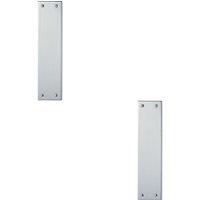 Loops 2x Plain Victorian Door Finger Plate 298 x 73mm Polished Chrome Push Plate