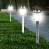 Voltico Solar Stainless Steel Garden Path Lights - LED Stick Lamps, 6 Pack in Metallics