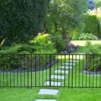 Primrose 122cm Abbey Road Fence Section Black Galvanised Steel Panacea Fence System