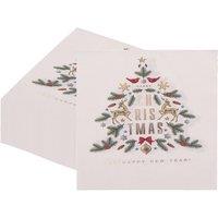Neel Blue 33cm Gold Reindeer & Snowflakes on White Paper Napkins - 20pcs