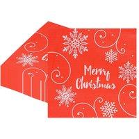 Neel Blue 33cm White Snowflakes Christmas Design Red Paper Napkins - 20pcs