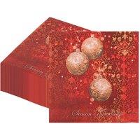 Neel Blue 33cm Gold Christmas Baubles Red Paper Napkins - 20pcs