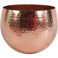 Leaf Large Metal Planter Straight Edge Hammered Metal Planter 18cm Botanik in Copper