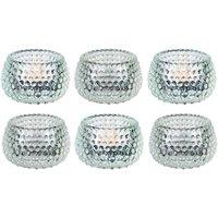simpa Chunky Clear Bubble Glass Tealight Candle Holders - Set of 6